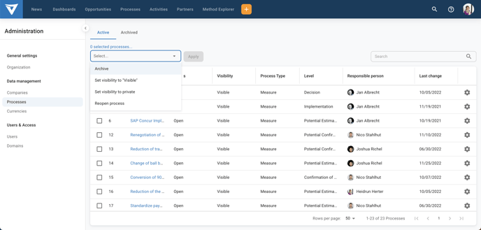 Admin - Data Management - Processes